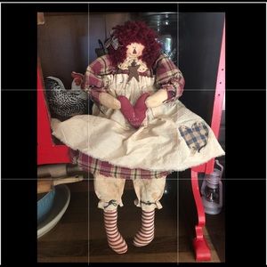 Vintage Raggedy Anne Primitive Cloth Doll